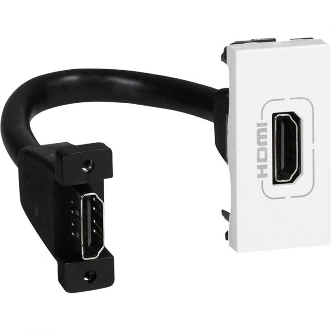 Розетка LEGRAND HDMI Mosaic 1 модуль оборудована шнуром белый 078778 Розетка LEGRAND HDMI Mosaic 1 модуль оборудована шнуром белый 078778