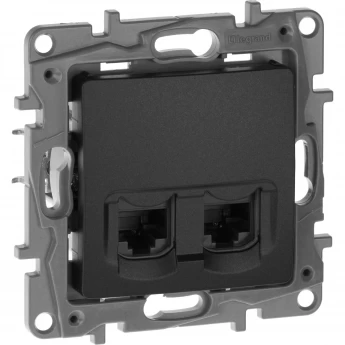 Двойная розетка LEGRAND Etika RJ 45 категория 5е UTP антрацит