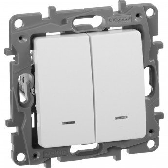 Выключатель LEGRAND Etika двухклавишный с подсветкой 10 A 250 В белый Выключатель LEGRAND Etika двухклавишный с подсветкой 10 A 250 В белый