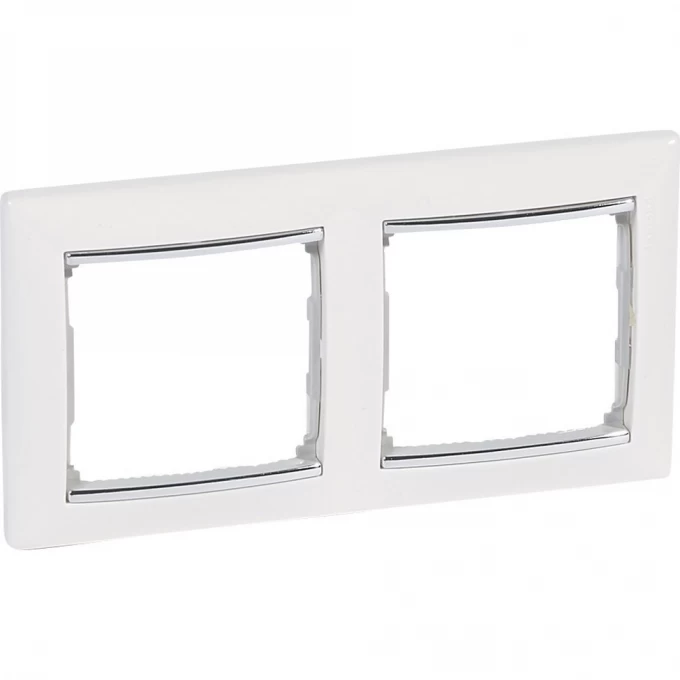 Рамка LEGRAND Valena 2 поста горизонтальный монтаж белый/серебряный штрих 770492 Рамка LEGRAND Valena 2 поста горизонтальный монтаж белый/серебряный штрих 770492