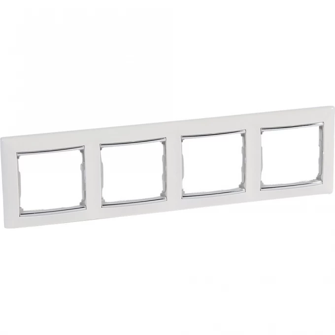 Рамка LEGRAND Valena 4 поста горизонтальный монтаж белый/серебряный штрих 770494 Рамка LEGRAND Valena 4 поста горизонтальный монтаж белый/серебряный штрих 770494