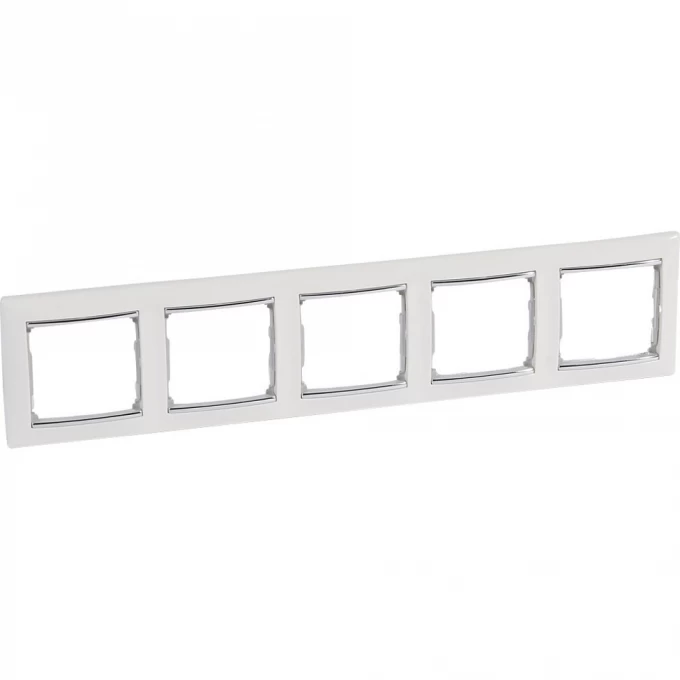 Рамка LEGRAND Valena 5 постов горизонтальный монтаж белый/серебряный штрих 770495