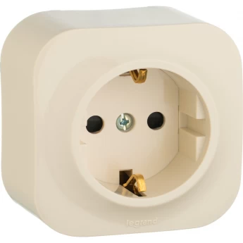 Розетка LEGRAND 2К+З с защитными шторками 16 A 250 В Quteo IP 20 слоновая кость