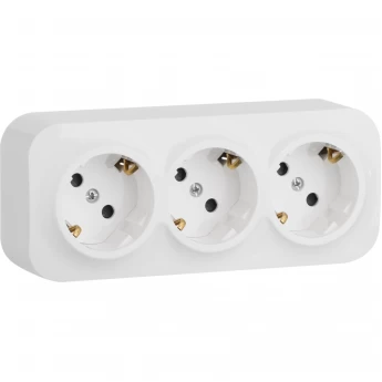 Розеточный блок LEGRAND 3 x 2К+З с защитными шторками 16 A 250 В Quteo IP 20 белый