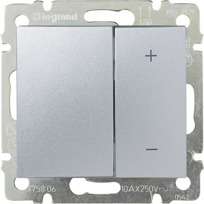 Кнопочный светорегулятор LEGRAND Valena 40-400 Вт/40-400 ВА алюминий 770262 Кнопочный светорегулятор LEGRAND Valena 40-400 Вт/40-400 ВА алюминий 770262