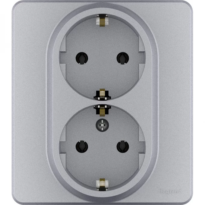 Розетка LEGRAND INSPIRIA 2 x 2К+З немецкий стандарт 16 А 250 В алюминий 673752