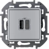 Зарядное устройство LEGRAND INSPIRIA с двумя USB разьемами A C 240В/5В 3000мА алюминий 673762